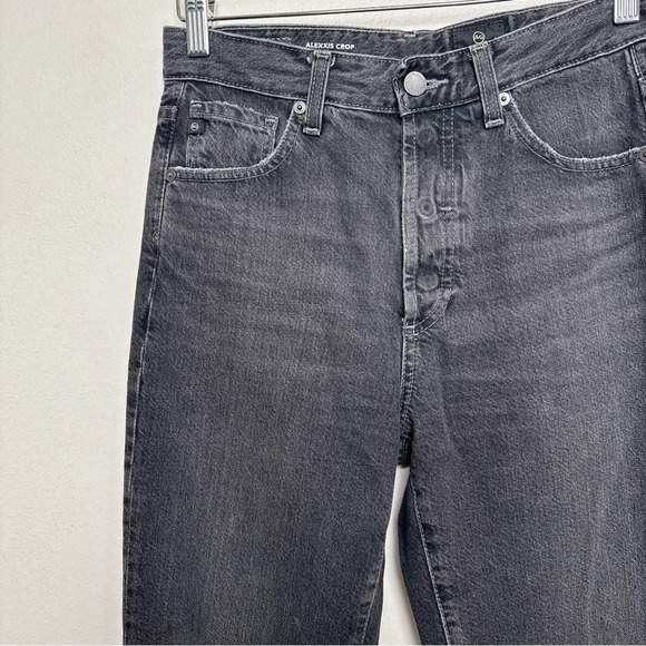 Anthropologie Womens 27 AG The Alexxis Cropped Straight Jeans Grey Wash Raw Hem - Picture 5 of 16